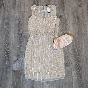 NWT New Years Glam Party Beaded Champagne Sequin Dress